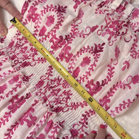 Luisa Positano Giorgio Mini Dress White & Pink Linen Amalfi Coast Italy Inspired - Picture 15 of 16